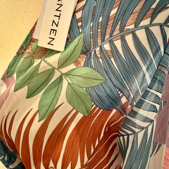 Jantzen multi-color PALM print Caftan Cover Up - Picture 3 of 5